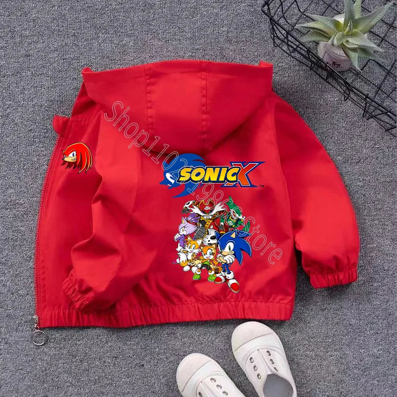 New Sonics Child Spring and Autumn Jacket Boys Girls Clothes Comfortable Cartoon Anime Graphic Print Coats Birthday Party Gifts