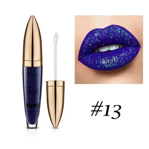 Pudaier Lipstick Glitter Lip Gloss Diamond Shimmer Pigment Metallic Glossy Lip Gloss Matte to Sparkling Lip Tint Liquid Lipstick