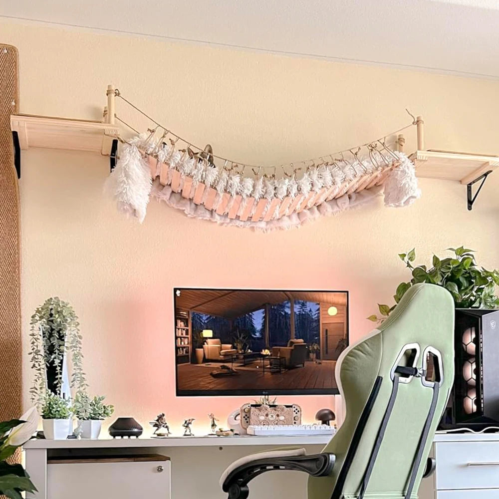 Cat Suspension Bridge Can Be Multi-cat Activities, Play And Sleep Sisal Ladder Pets  Furniture