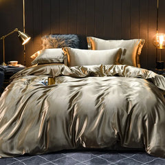 Luxury Mulberry Silk Bedding Set Silky Bed Sheet Set Duvet Cover Pillowcase