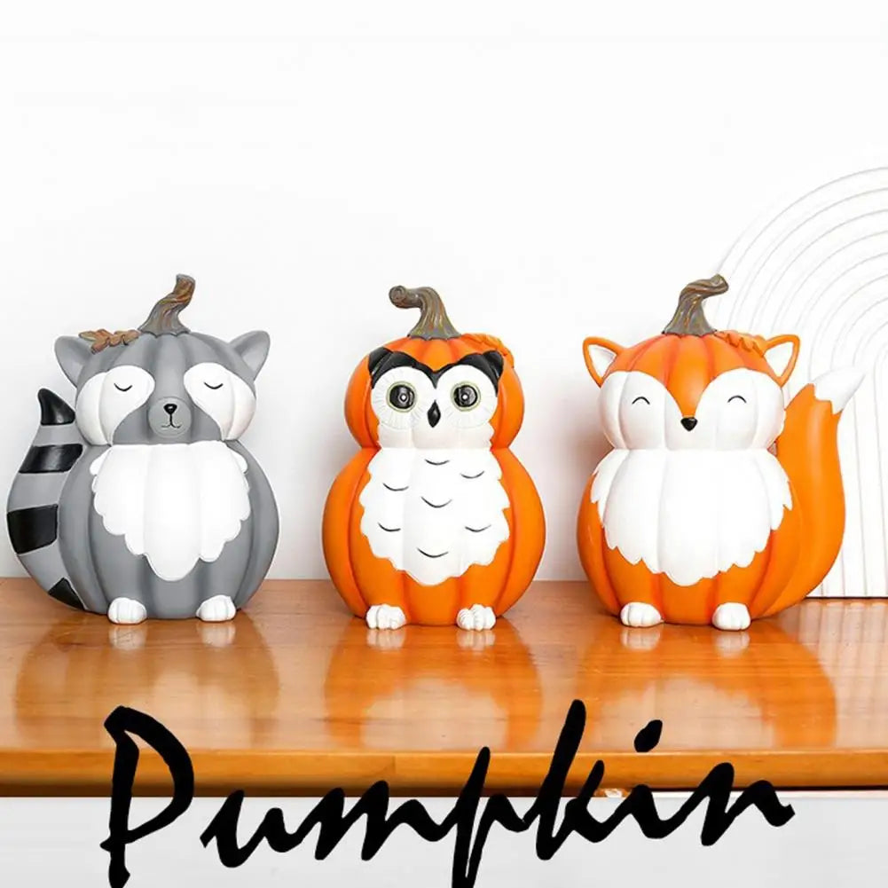 Cartoon Figurine Pumpkin Raccoon Decor Whimsical Halloween Pumpkin Figurines