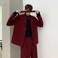 Tie fit Blazers Loose Jacket + Casual Suit Pants