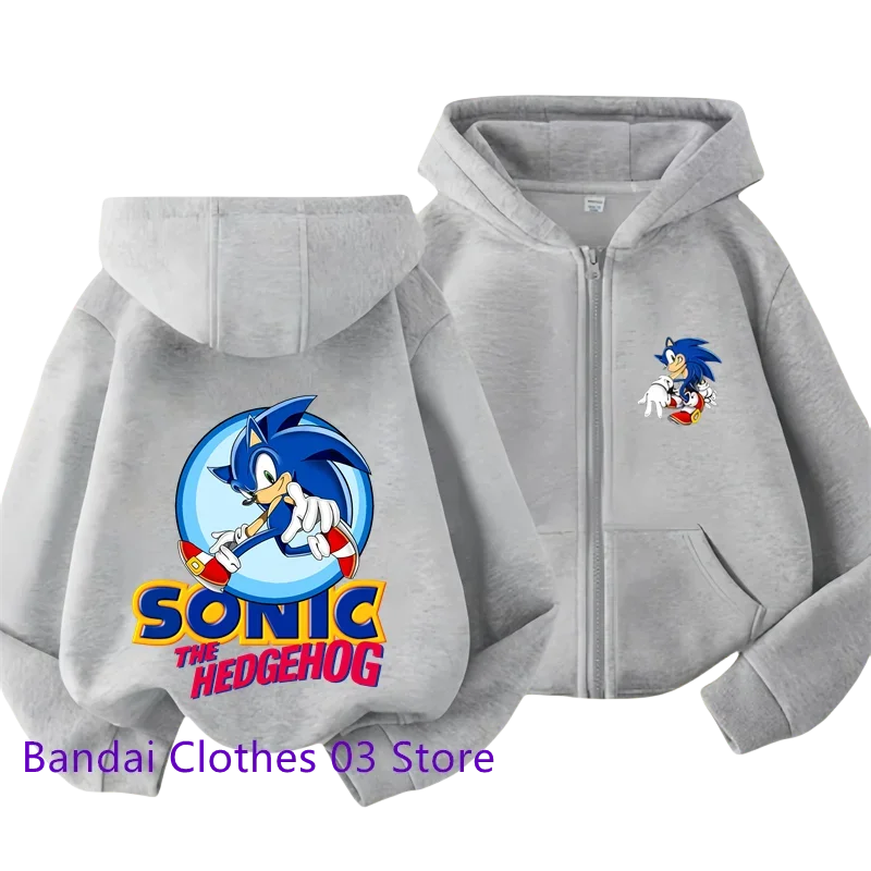 Hot Sonic Lightning Kids Zipper Hoodie Cartoon Print Autumn/Winter Long-sleeved Sweatshirt Casual Jacket Top 2-12 Y Boys Girls