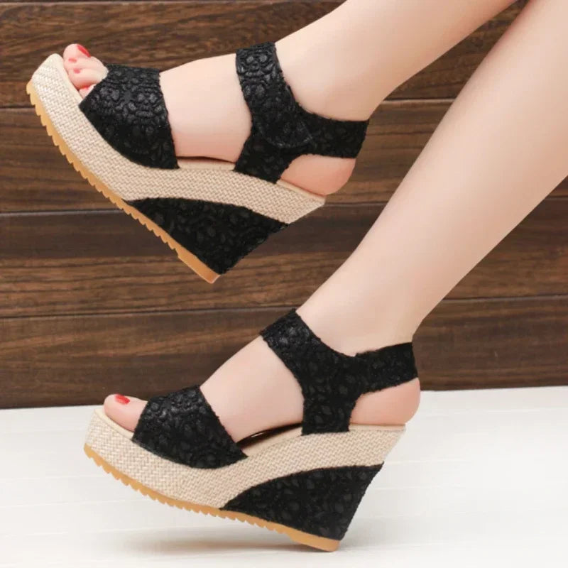 Summer New Fashion Mesh Peep Toe Platform High Heel Women Sandals
