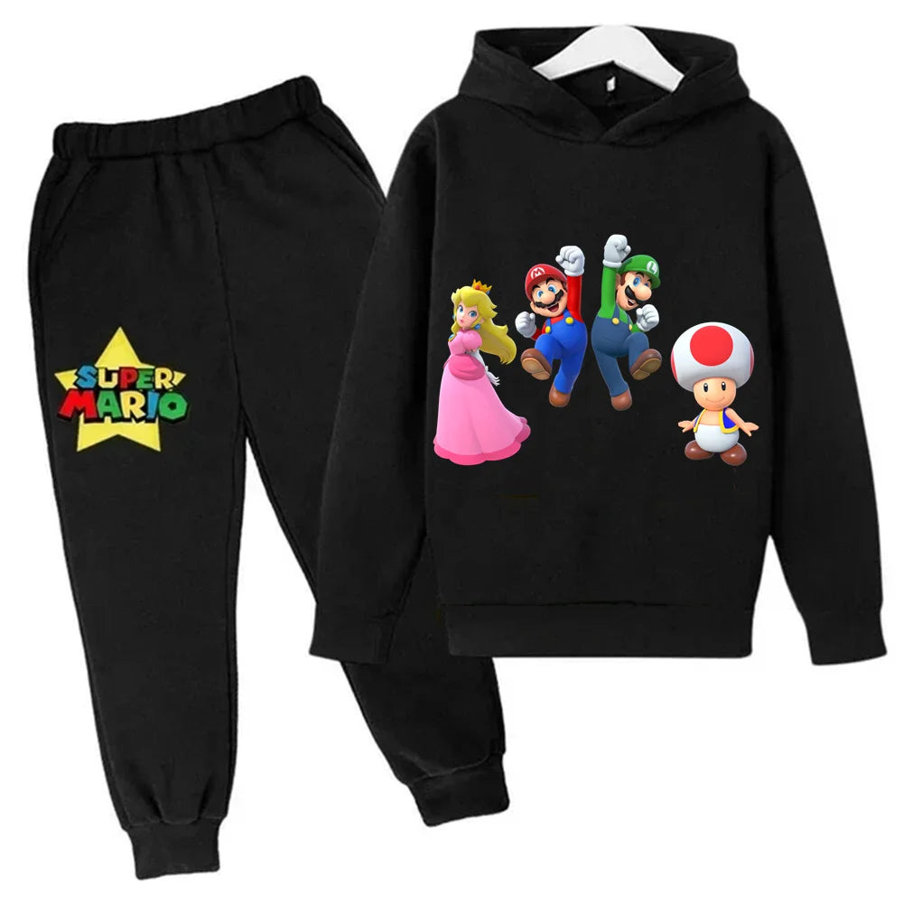 Kids Super Mario Bros Boy Girl Hoodie Suit Spring Autumn Kids Hooded Sportswear