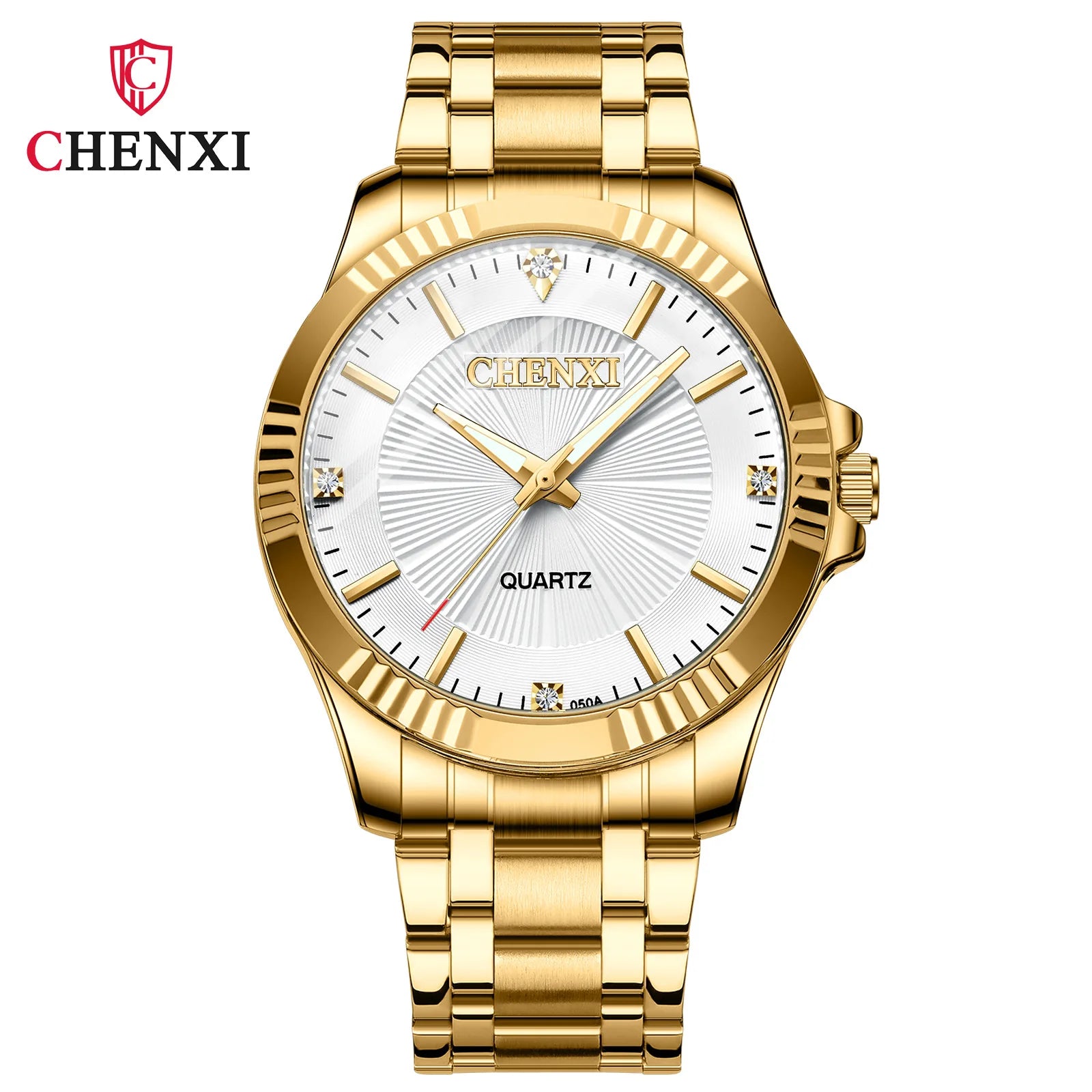 Stainless Steel Unique Golden Woman Men Business Quartz Wristwatch