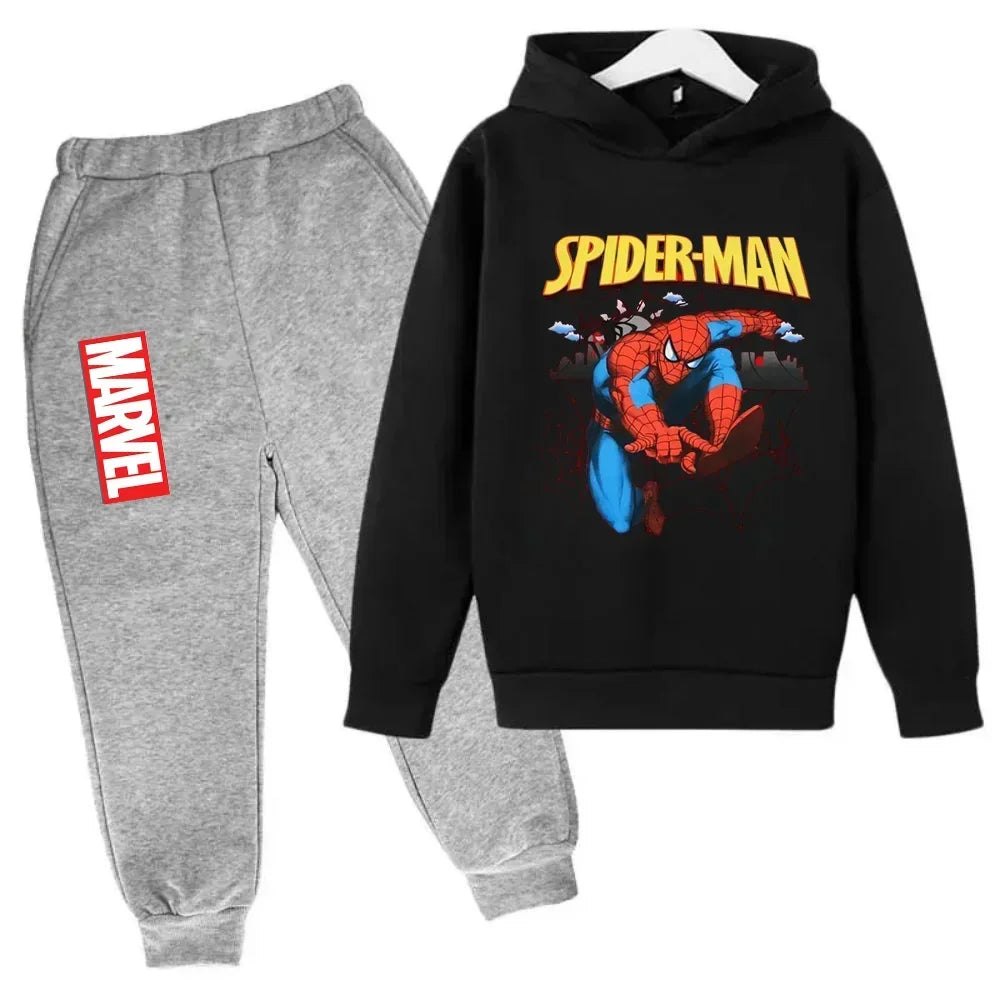 Marvel Spiderman Kids Hoodies Pant Suit 2pcs Set Boy Girl Spring Autumn Sweatshirt Clothes Tracksuits Children Hooded Sportsuit