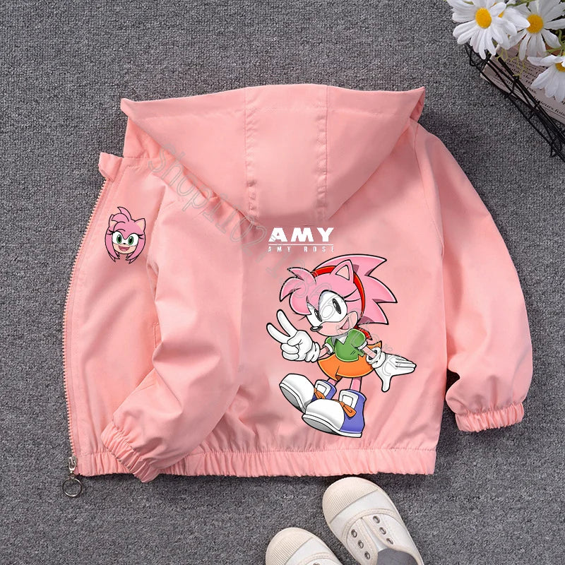 New Sonics Child Spring and Autumn Jacket Boys Girls Clothes Comfortable Cartoon Anime Graphic Print Coats Birthday Party Gifts