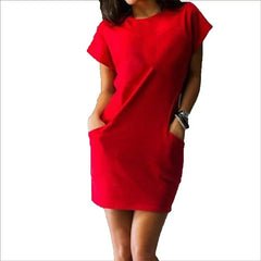 Fashion Women's Summer Pocket Dress Slim Fit Sexy Mini Dress Short Sleeve Dress Mini Dress