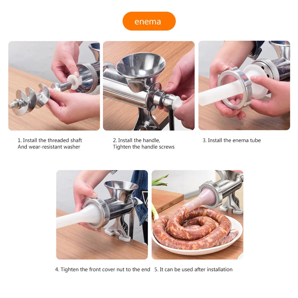 Manual Meat Grinder Aluminum Alloy Powerful Home Sausage Stuffer Hand Crank Kitchen Vegetable Chopper