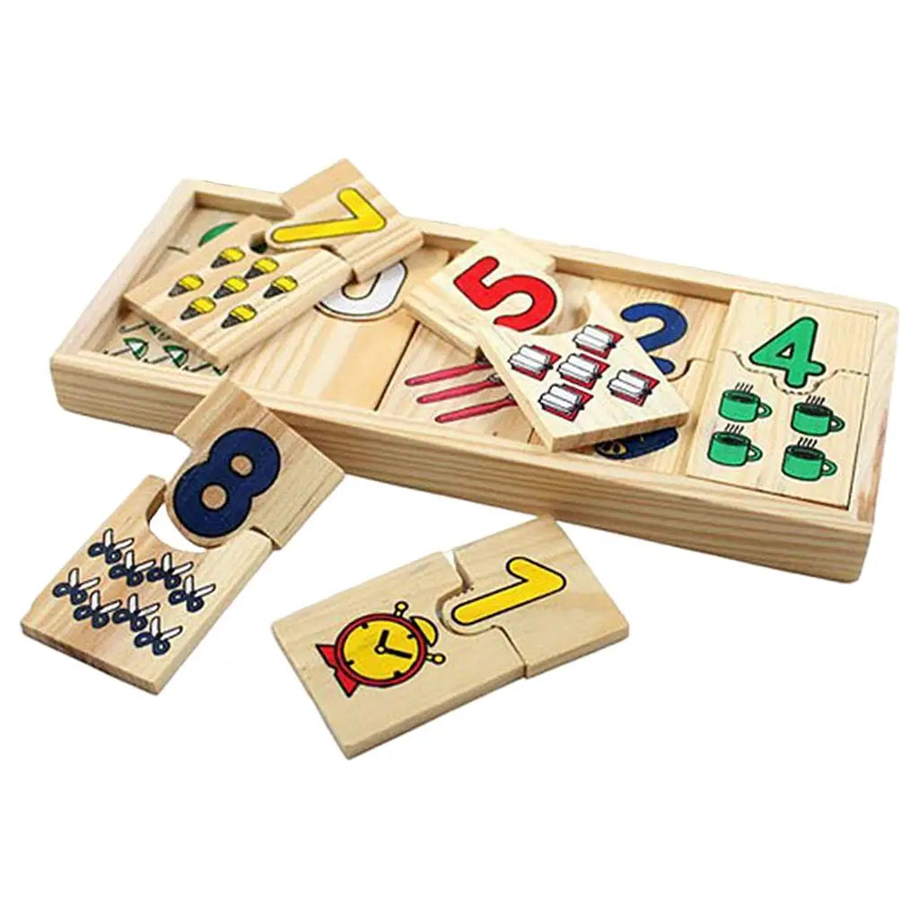 Wooden Children Match It Counting Mathematics Number Early Educational Puzzle Set