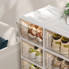 Folding Shoes Organizer, Clear Shoe Box, Large Storage Shoe RacK