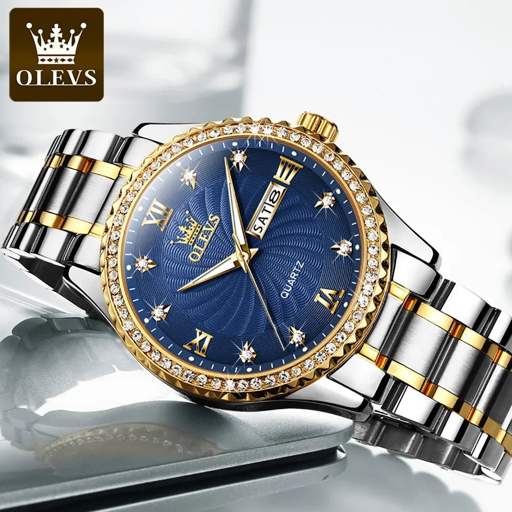 OLEVS Quartz Stainless Steel Strap Men Wristwatches