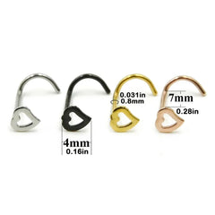 5pcs Fashion Hollow Heart Stainless Steel Nose Stud Set for Women,