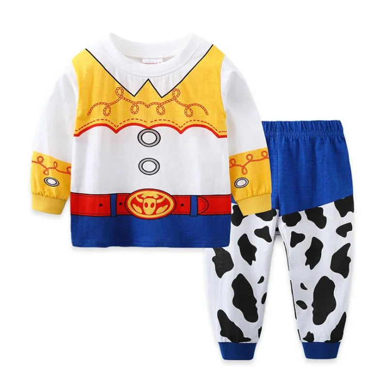 Children Halloween Anime Cartoon Woody And Buzz Lightyear Cosplay Costum Boy Girl Sweatshirt And Pants Baby Pajama Set 2-piece