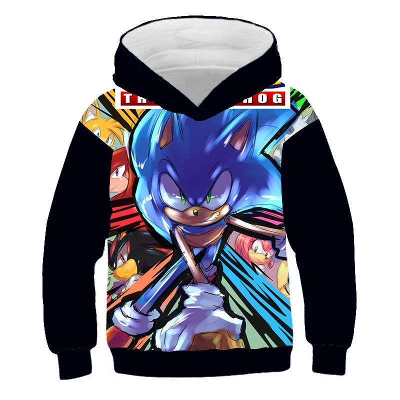 Japanese anime Sonic children's boy cartoon hoodie sweatshirt  3D printed cartoon boy and girl hoodie sweatshirt