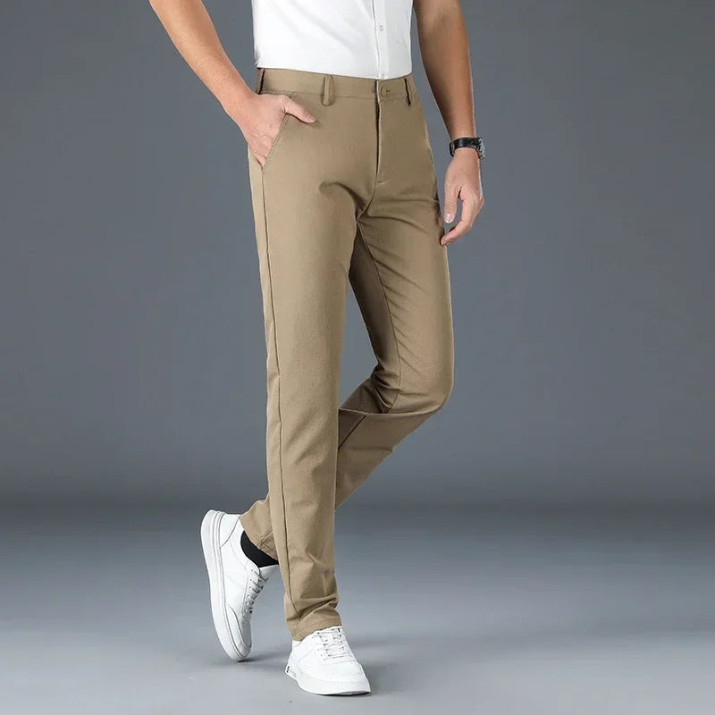 Men's Spring Summer Fashion Business Casual Long Pants Suit Pants Male Elastic Straight Formal Trousers