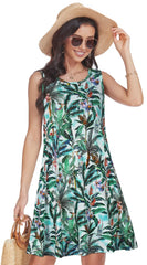 Summer Women's skirt Tropical flower print casual fashion sleeveless vest with loose skirt evening dress