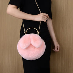 Cute Plush Rabbit Crossbody Bags for Women Korean Version Cute Purses and Handbags