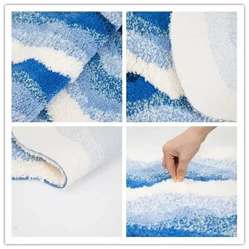 INS Irregular Carpet Bedroom Bedside Area Rugs Ocean Wave Shaped Carpets