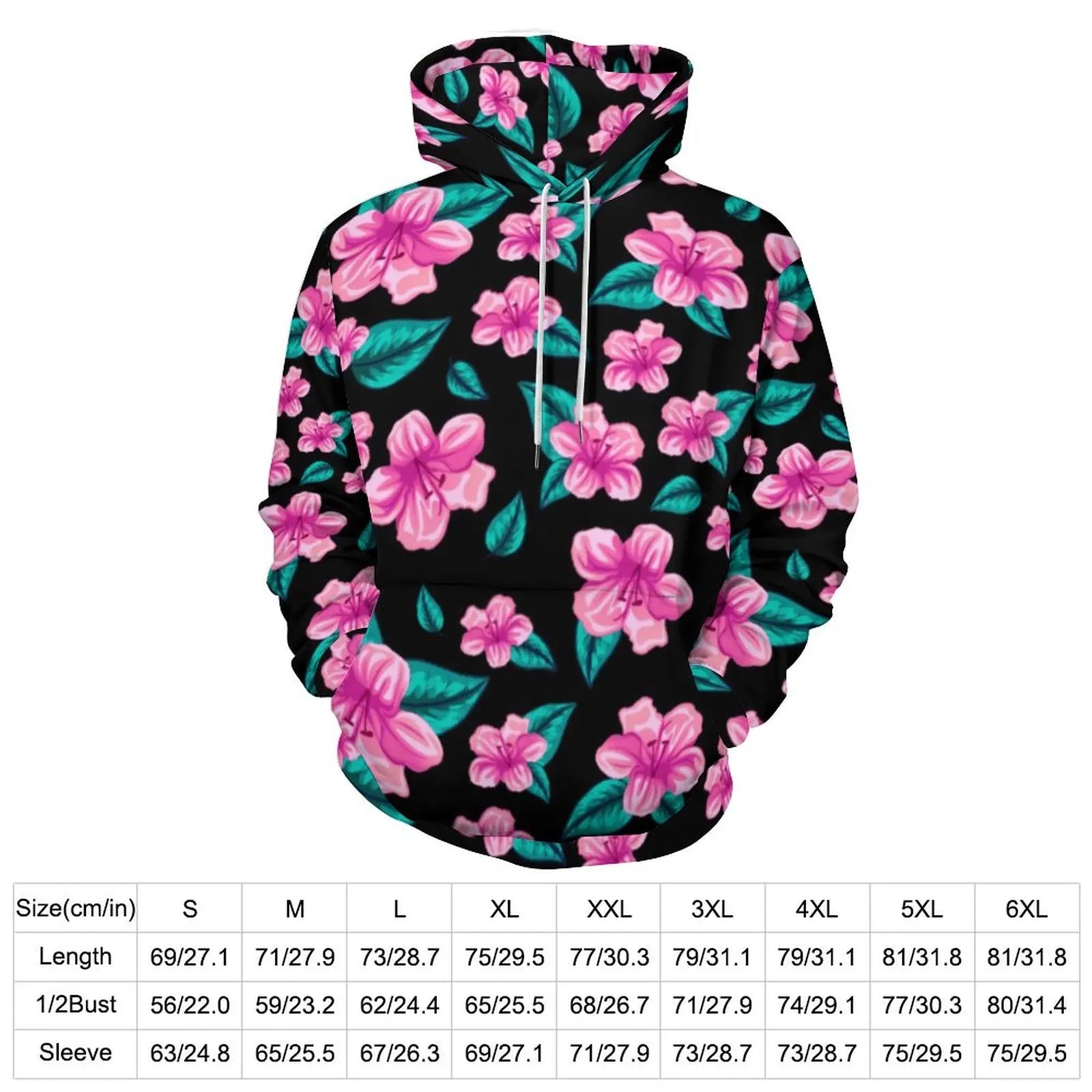 Hawaiian Hibiscus Flower Hoodies Tropical Floral Print Hip Hop Casual Hoodie