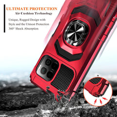 Magnetic Ring Holder Stand Shockproof Armor Case KickStand Phone Cover+Tempered Glass