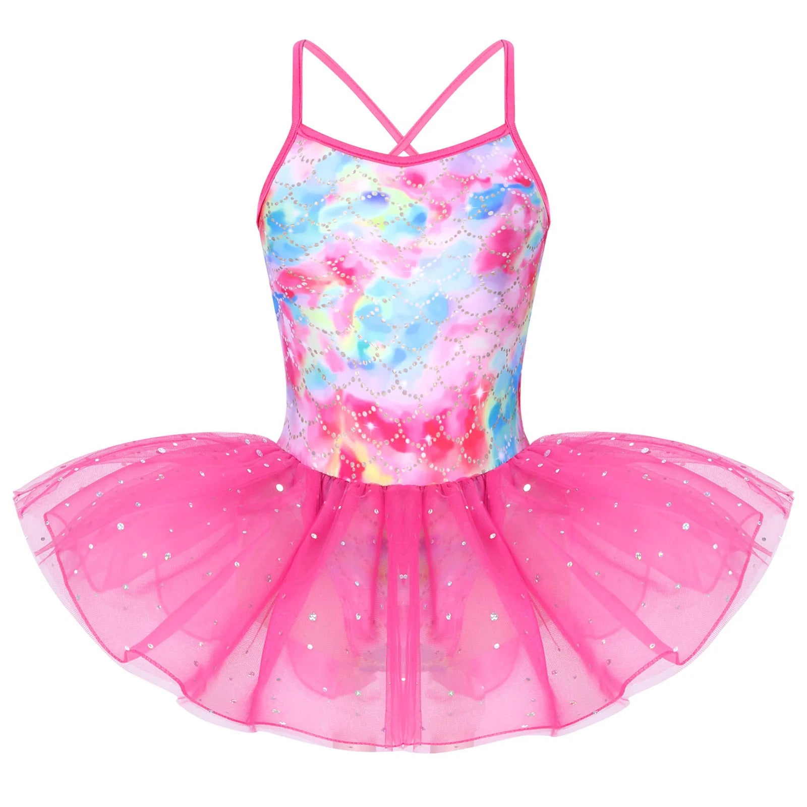 FEESHOW Glitter Mermaid Gymnastics Dress for Toddler Girl Dresses