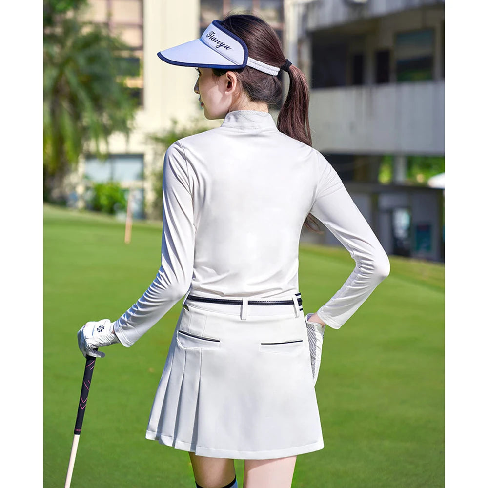 Golf Women's T-Shirts Sports Leisure Summer Long Sleeve Lady Clothing Elasticity Quick Dry Breathable Soft S-XL