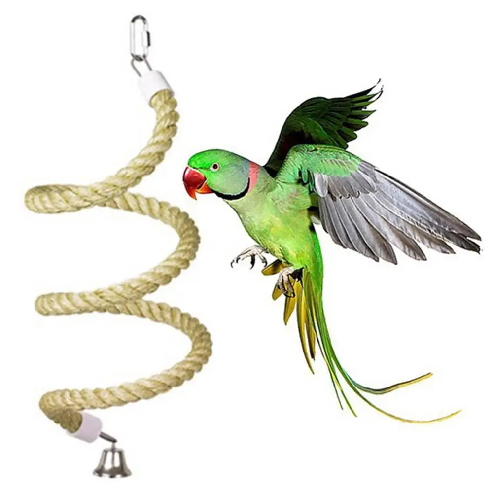 Bird Toy Spiral Cotton Rope Chewing Bar Parrot Swing Climbing Standing Toys Chewing Bar