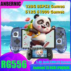 ANBERNIC RG556 Android 13 Handheld Game Console 5.48 inch AMOLED Screen 5500mAh WIFI Bluetooth Unisoc T820 512G PSP PS2