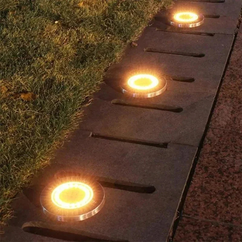 LED Outdoor Solar Power Disk Light Outdoor Garden