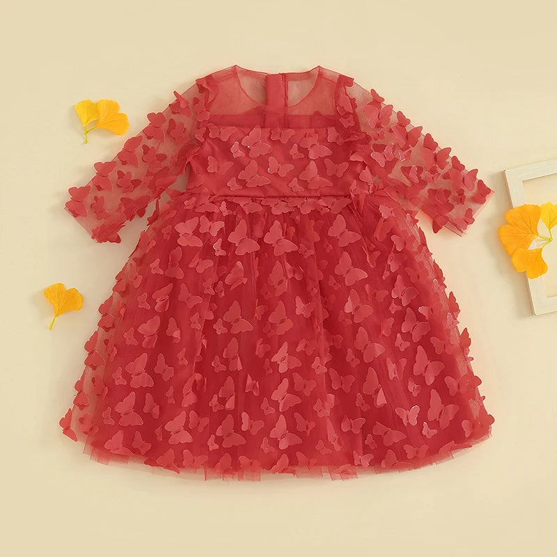 Kid Baby Girl Butterfly Tulle Dress Valentine s Day Short Sleeve 3D Sweet Princess Dress Party Spring Summer Dress