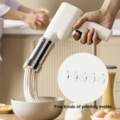 Handheld Noodle Press Gun Cordless Portable Electric Cordless Pasta Noodle Maker 5 Molds USB Charging for Homemade Pasta Gadget