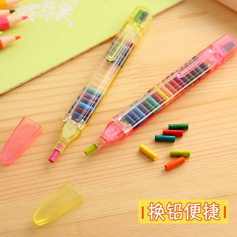 4 pcs/set Kawaii 20 Colors Core Replacement Washable Wax Crayons Painting Supplies School Office Art Writing Gift Stationery