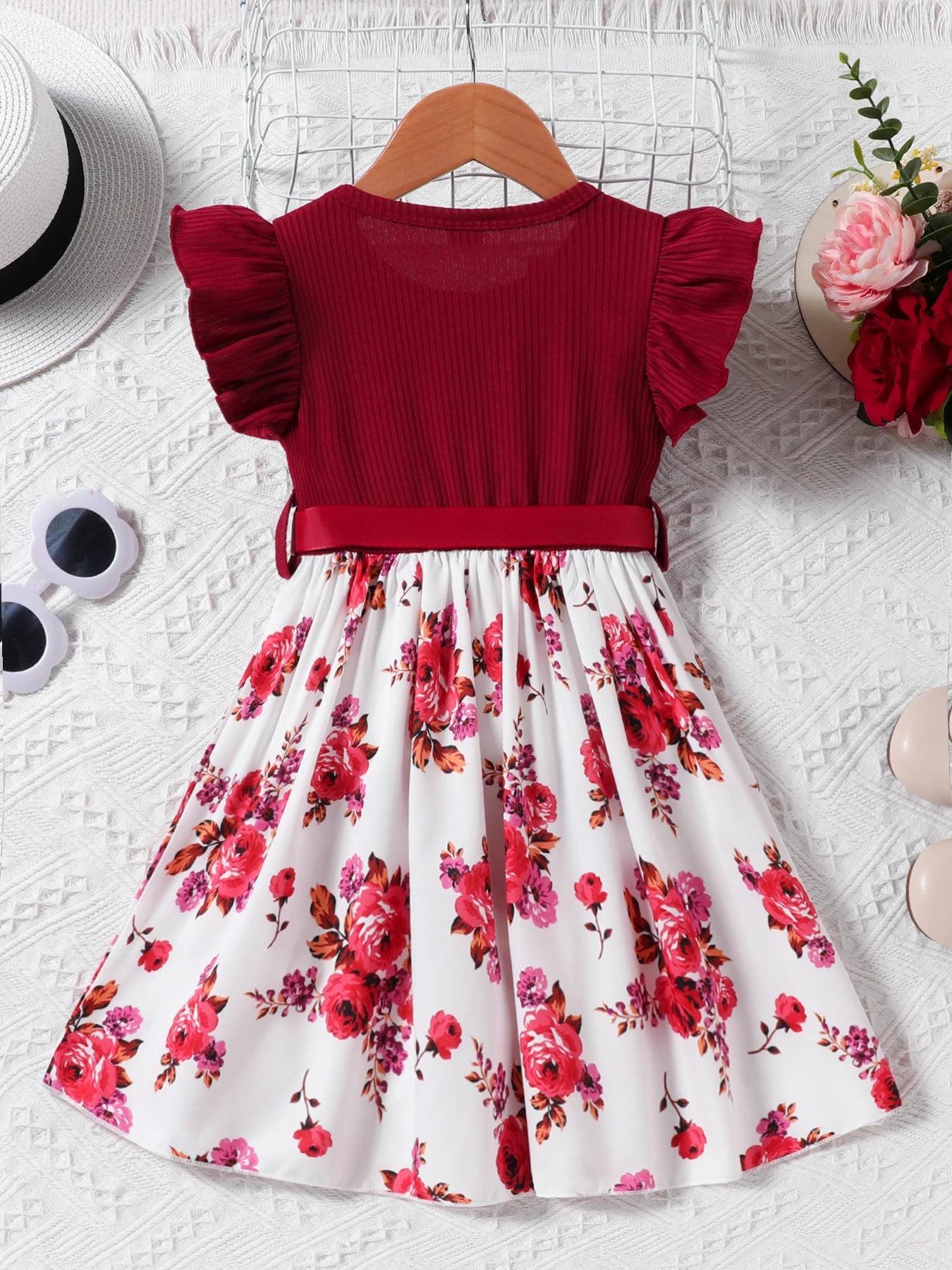 Girls' Summer Resort Style Elegant Floral Dresses