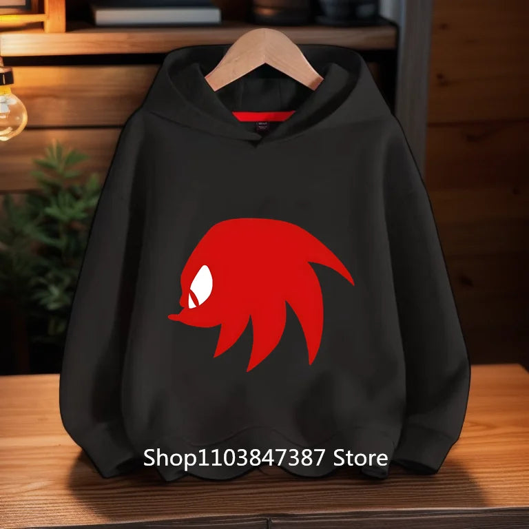 Sonics Hoodies Kids Cartoon Sonic Print Pullovers Baby Boys Children Long Sleeves Sweatshirt Girls Clothing Streetwear