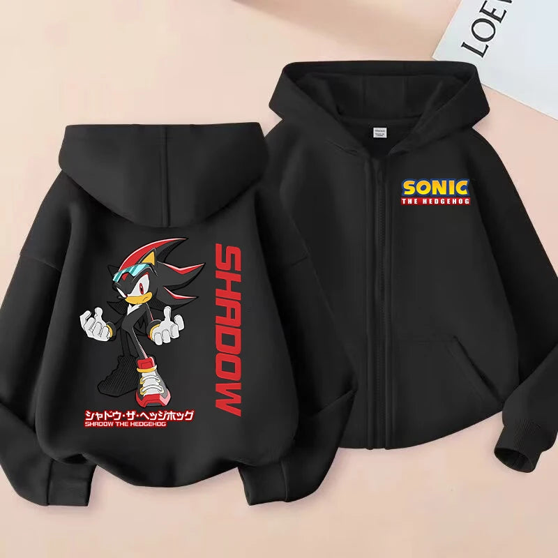 New Sonics Kids Zip-up Hoodies Boys Anime Hoodie Cartoon Characters Printed Coat Winter Warm Jacket Autumn Children Clothing