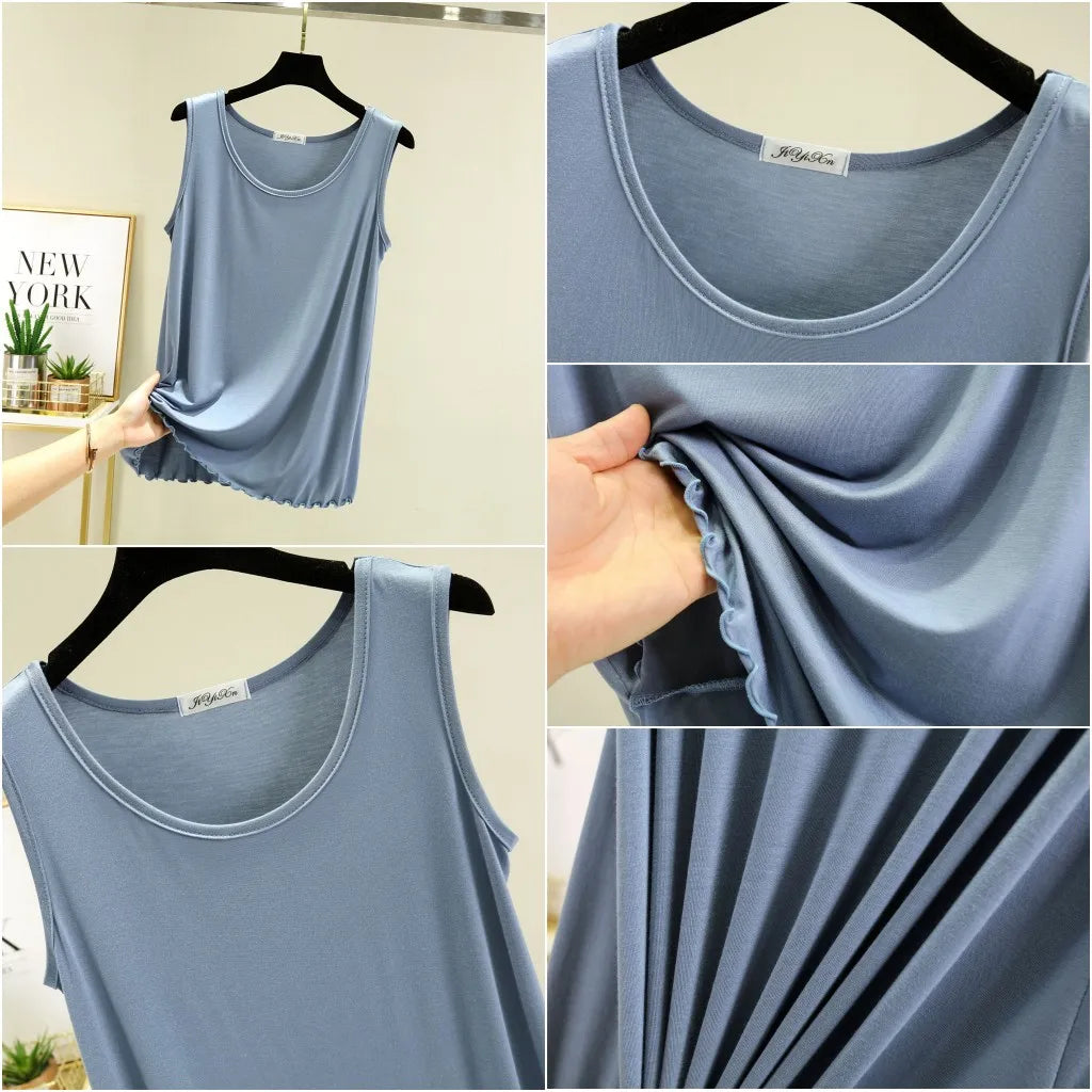 Modal Loose Tank Tops Large size Casual O-Neck T-shirt