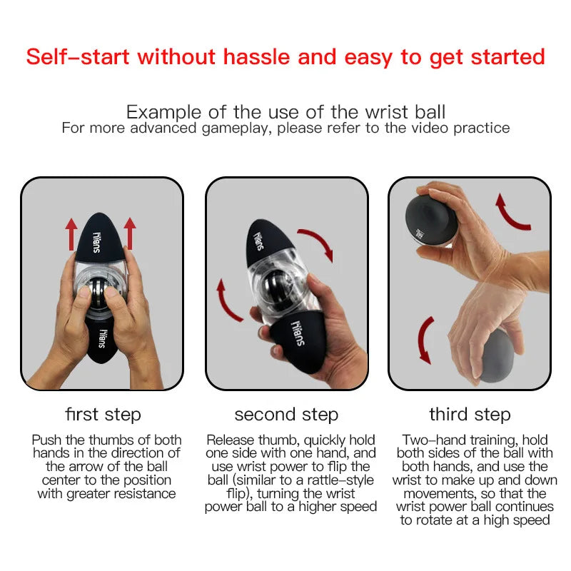 Wrist Force Ball Self Starting, No Light, Silent Grip Force Ball Centrifugal Pressure Reducing Wrist Force Device