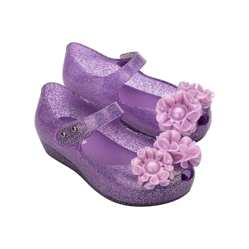 Mini Melissa Summer New Children Shoes Girls Princess Shoes Glitter Children Baby Dance Shoes Casual Toddler Girl Sandals