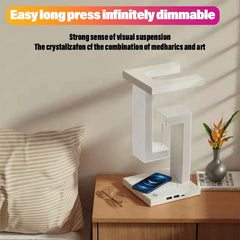 Wireless Charger Pad Stand Anti Gravity LED Night Light Table Desk Lamp For iPhone Samsung Xiaomi 15W Fast Charging Dock Station