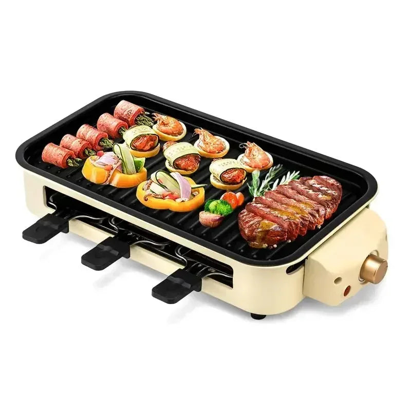 Pukomc Indoor Smokeless Grill, Non-Stick Cooking Removable Plate, Portable Electric BBQ Grill