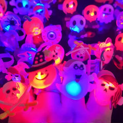 LED Light Halloween Pumpkin Ghost Skull Glowing Rings Christmas Tree Santa Claus Open Finger Ring Jewelry Gift