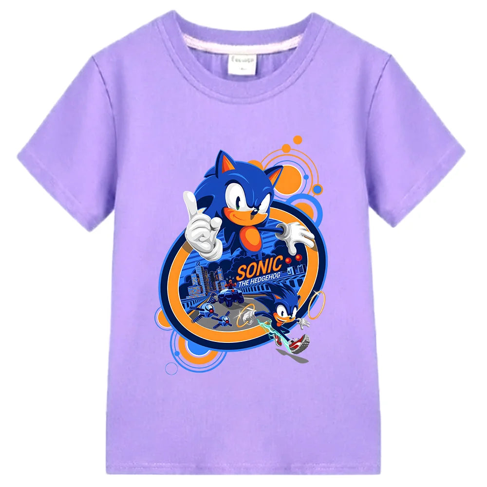 Sonic The Hedgehog 3 Cotton T-shirts Children Fashion Casual Top Boys Girls Short Sleeve Tees Cool Kids Essential Tshirt Clothes