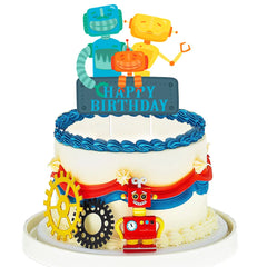 Robot Cake Topper Robot Happy Birthday Cake Topper Pick Robot Gear Cake