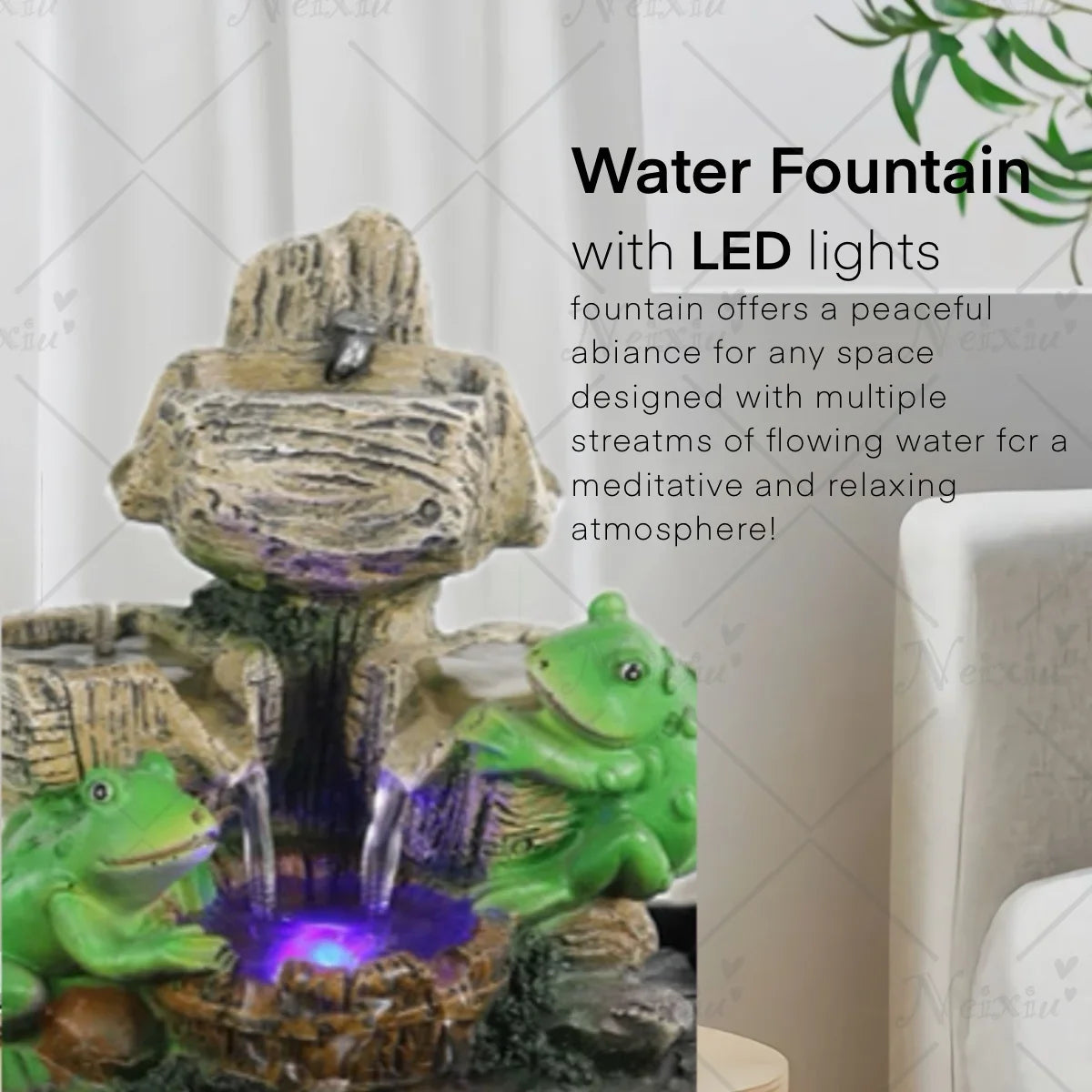 Relaxation Water Zen Meditation Tabletop Fountain Desk Fountains with LED Office Decoration