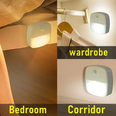 HHLZYH LED Night Lights AAA Battery Powered Motion Sensor Light Bedroom Wall Staircase Closet Aisle Body Induction Lamp