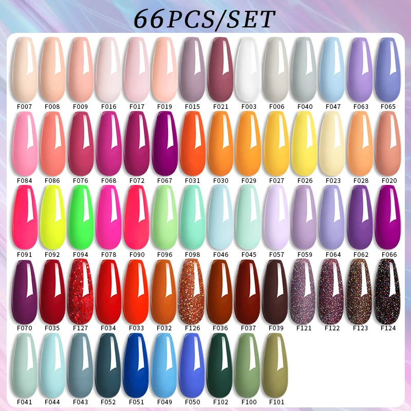 Color Gel Nail Polish Set Colorful Glitter Nail Gel Polish Semi Permanent UV Gel Nail Art Gel Varnishes Kit