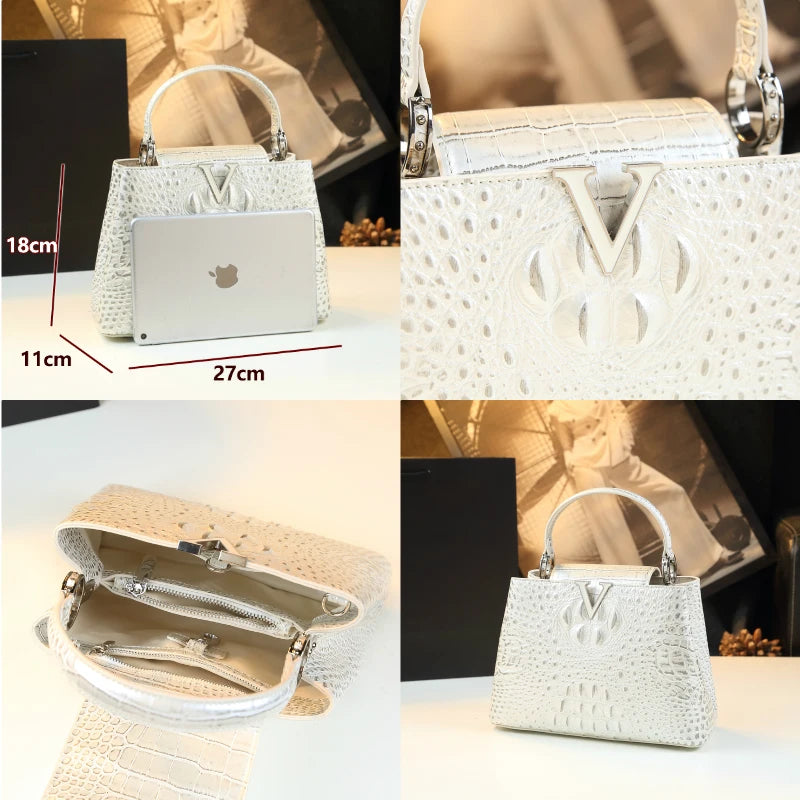 Luxury Fashion Crocodile Pattern Women's Bag  New Genuine Leather High-Grade Lady Handbags