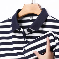 Men's New Striped Cotton Business Casual Short sleeved POLO Shirt